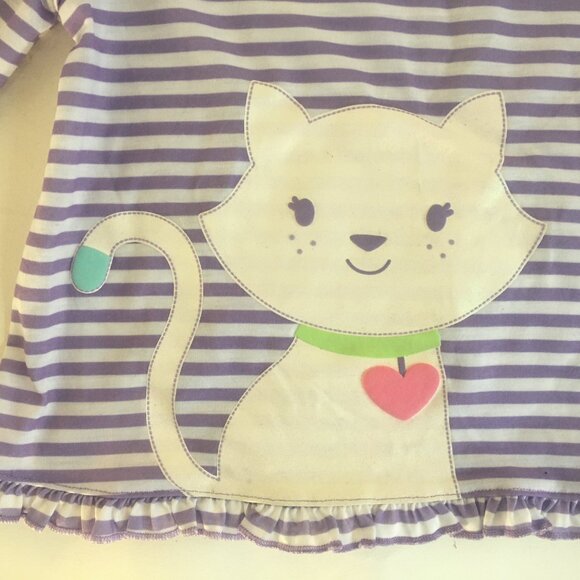 Little Me 3T Poly Sleepwear Purple White Stripe Pajama Top PJ Girls Cat New - Picture 4 of 16
